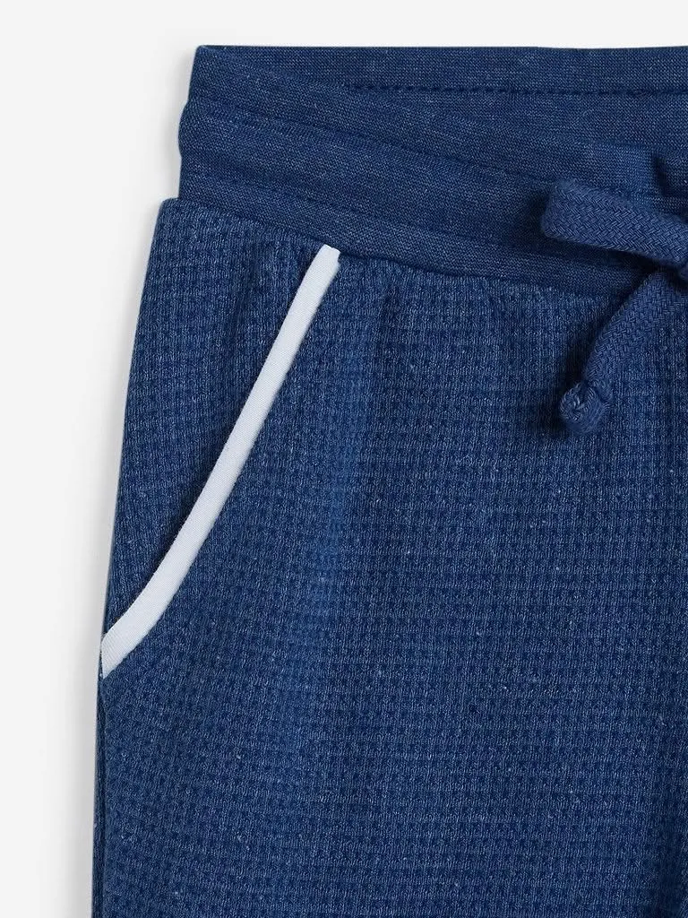 HOP Kids Blue Textured Joggers