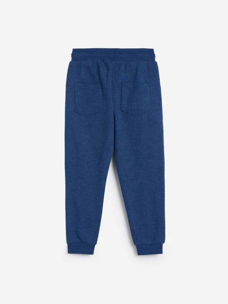 HOP Kids Blue Textured Joggers