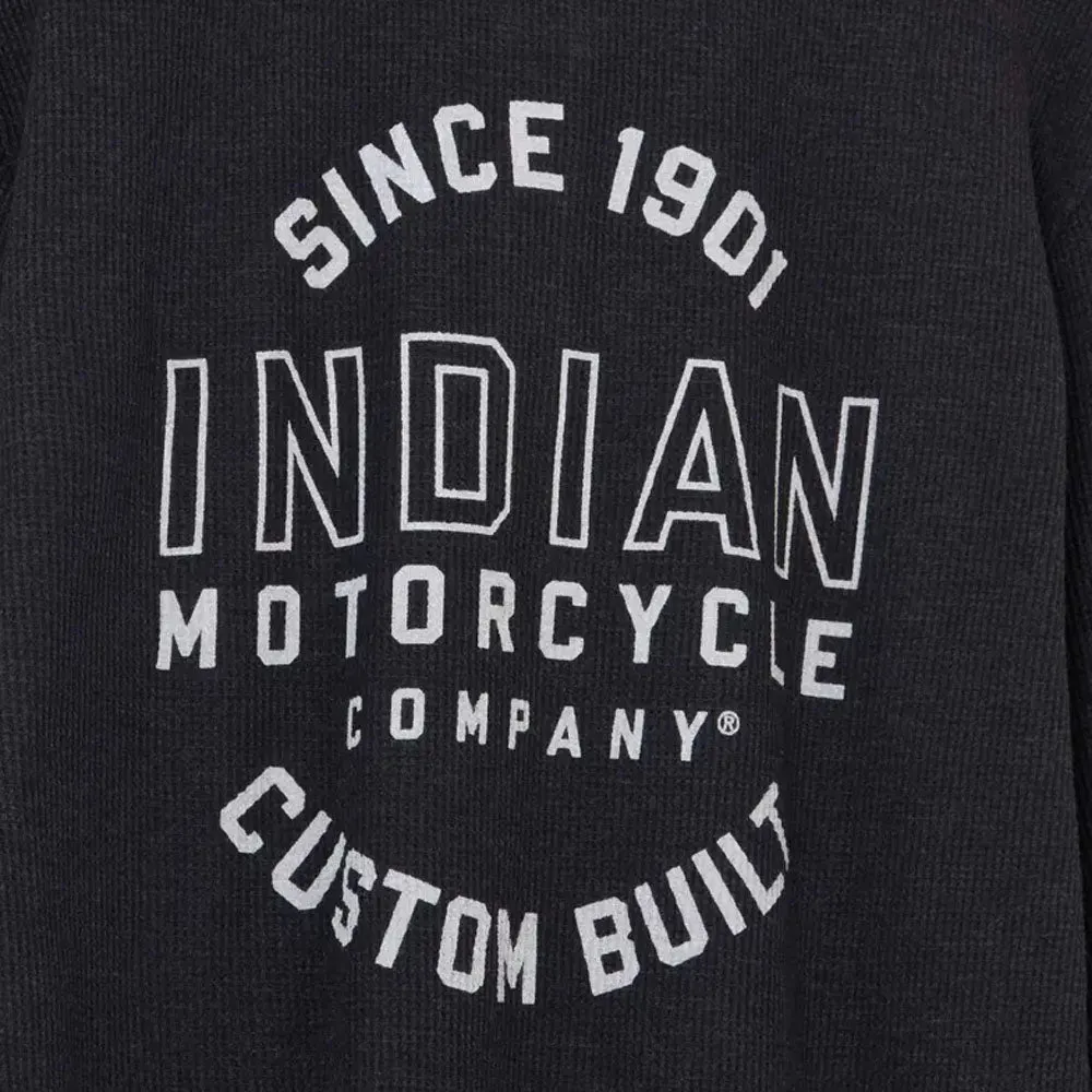 Indian Motorcycle  Mens Custom Built Henley Long Sleeve T-Shirt Tee Comfy Black