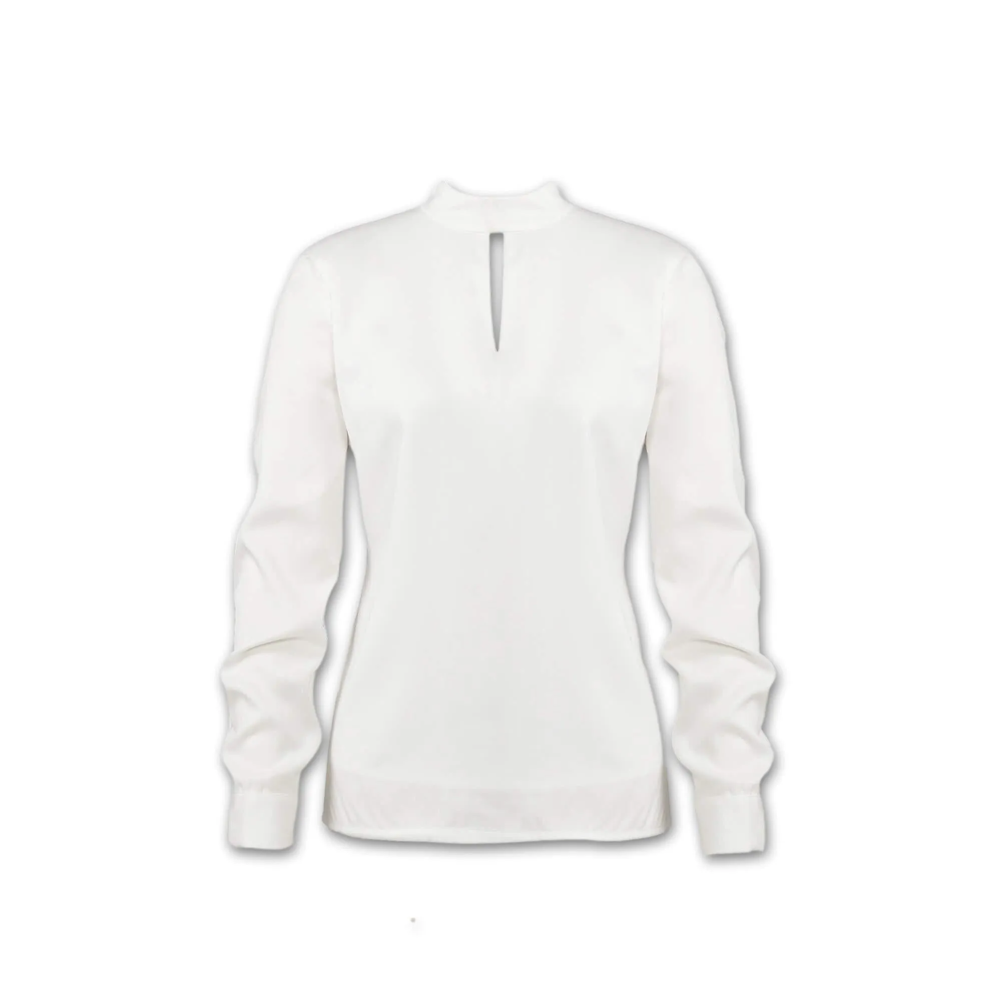 J. Peterman Women's Long Sleeve Keyhole Blouse in White