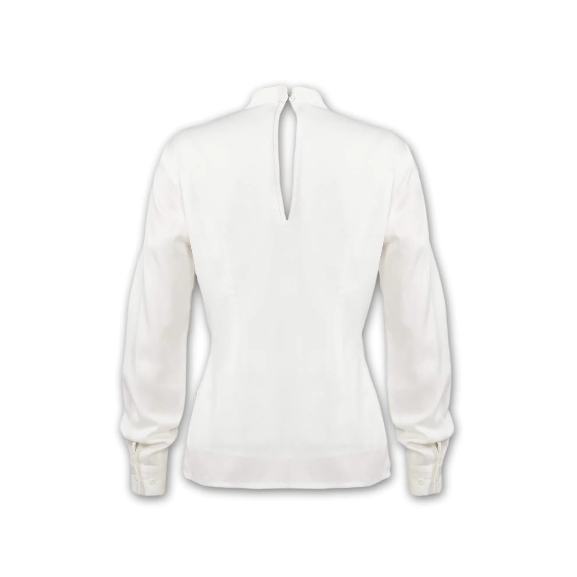 J. Peterman Women's Long Sleeve Keyhole Blouse in White