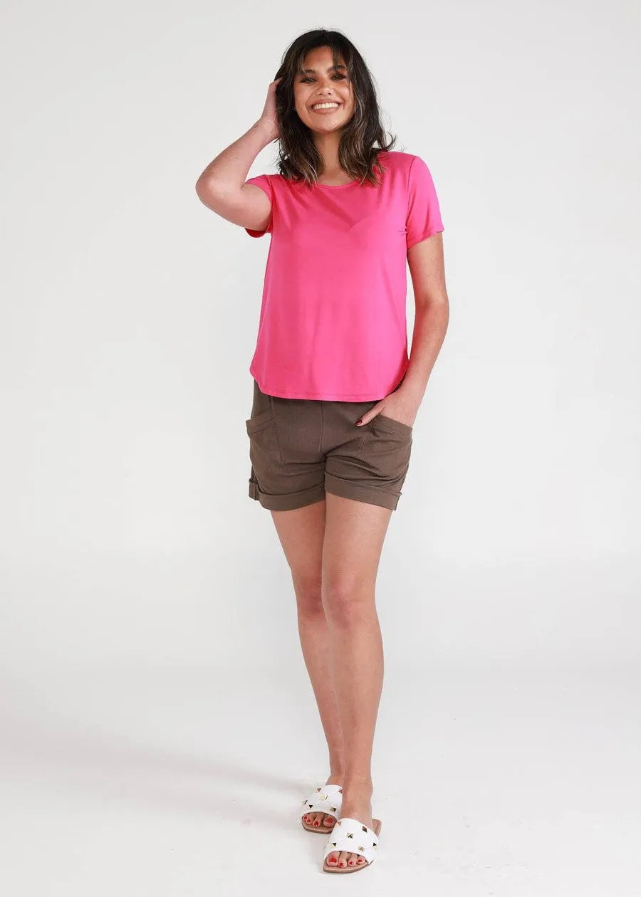 Janis Short Sleeve Bamboo T-Shirt - Fuschia