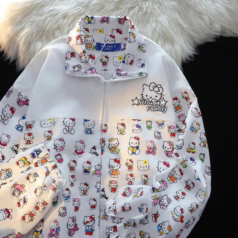 Kawaii Full Print Kitty Cardigan Jacket KI643