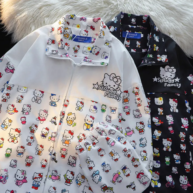 Kawaii Full Print Kitty Cardigan Jacket KI643