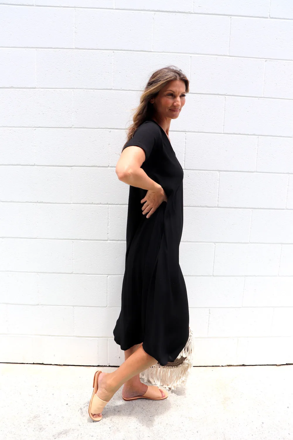 Kokomo Short Sleeve Dress in Black