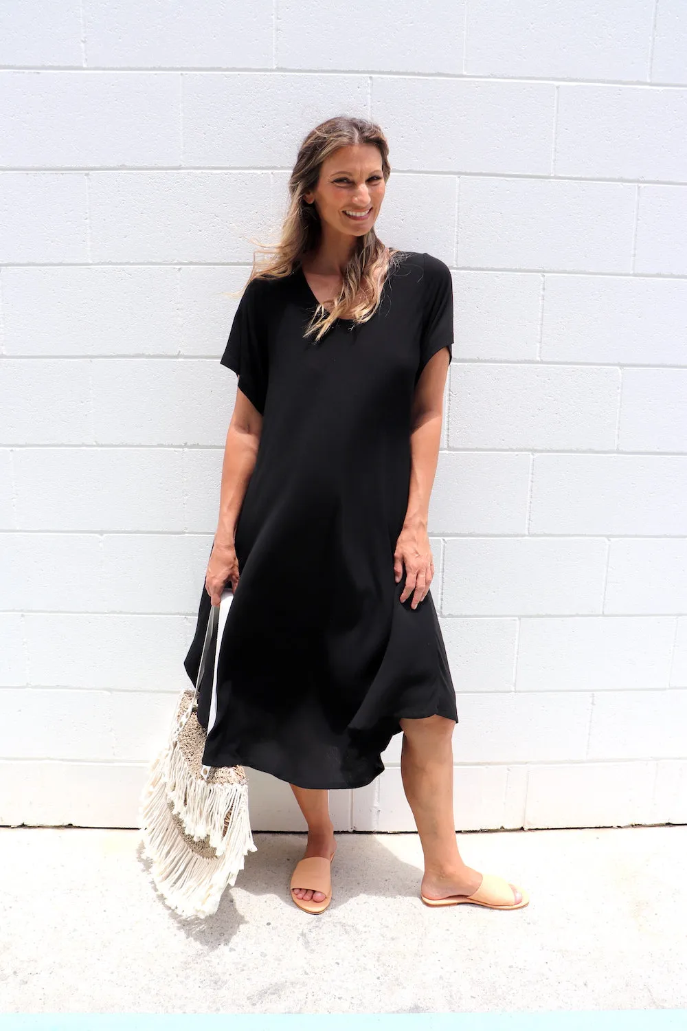 Kokomo Short Sleeve Dress in Black