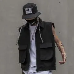 korean Flap Pocket Vest Jacket