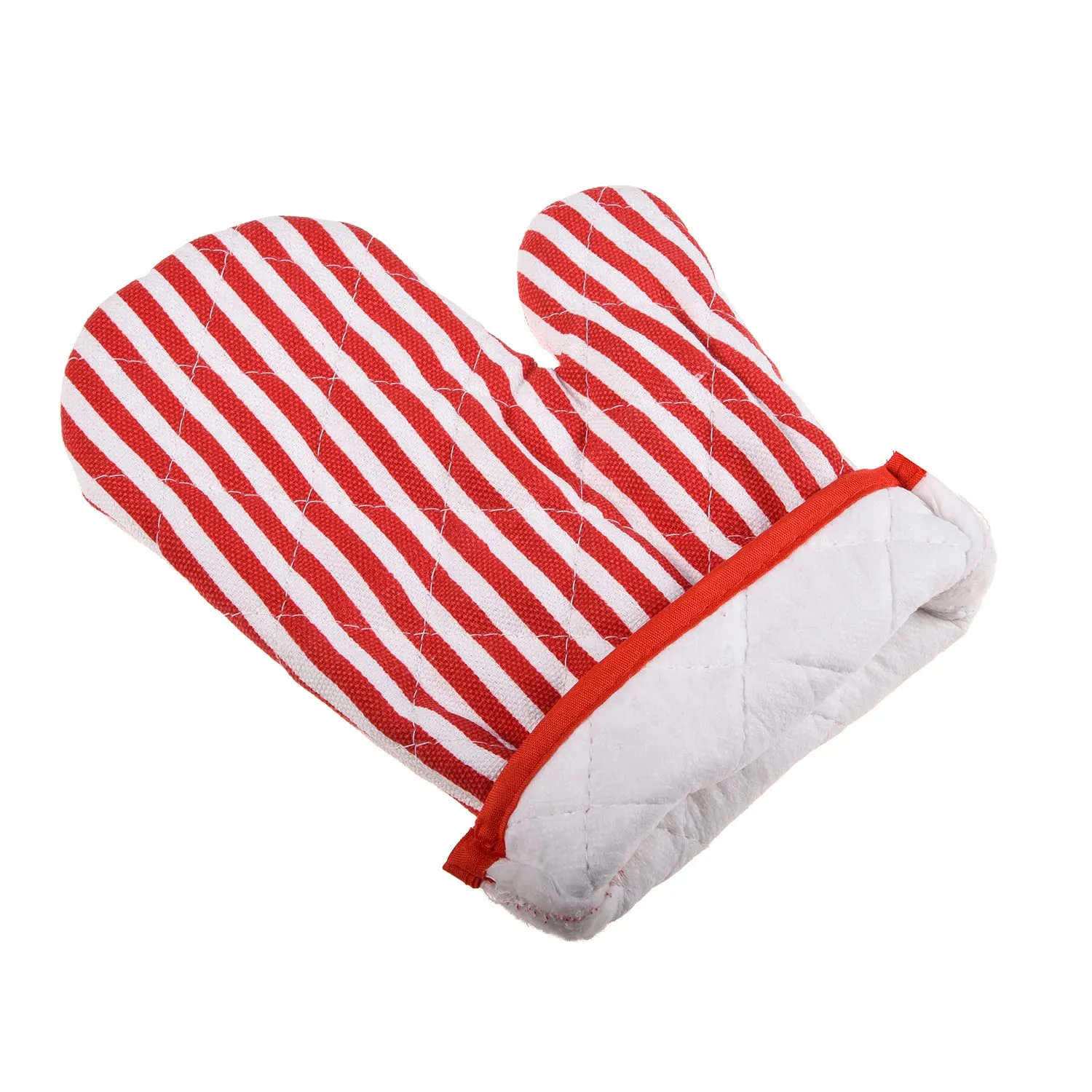 Kuber Industries Oven Mitts|Cotton Microwave Oven Gloves|Lining Print Hanging Loop Kitchen Oven|Heat Resistant|Microwave Gloves for Kitchen|1 Pair (Red)