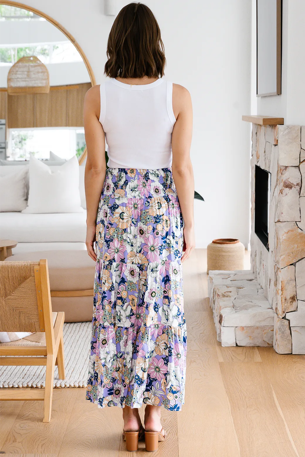 Leighton Maxi Skirt San Remo Print Purple