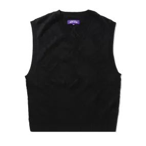 Letter Square Vest, Black