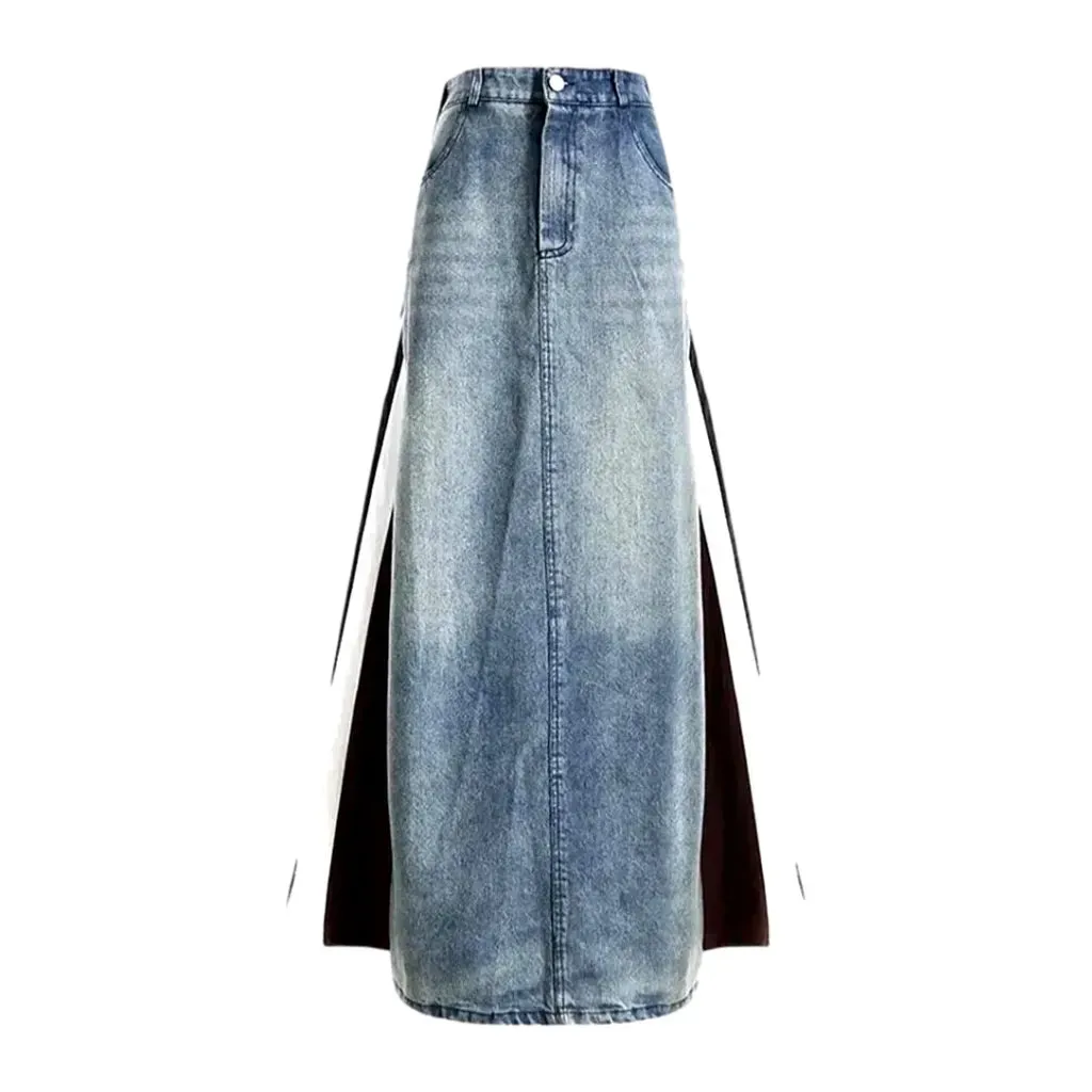 Light mixed high rise jeans skirt