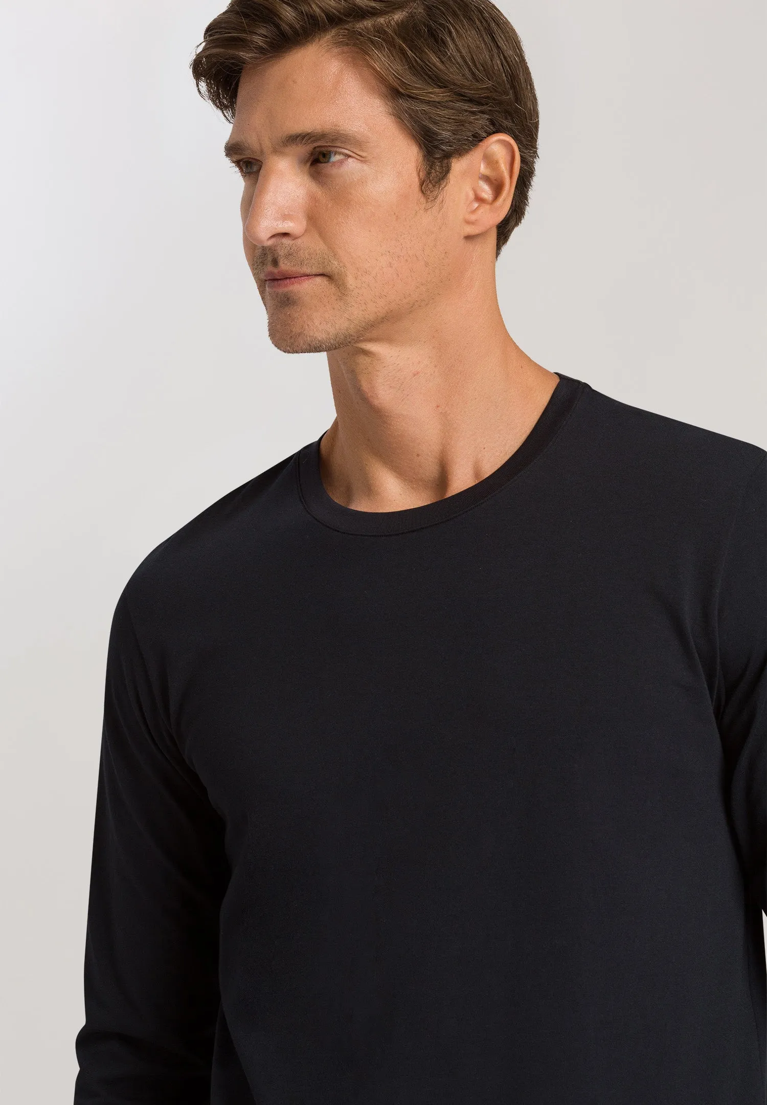 Living Shirts Cotton Crew Neck Top | Black 75053-019