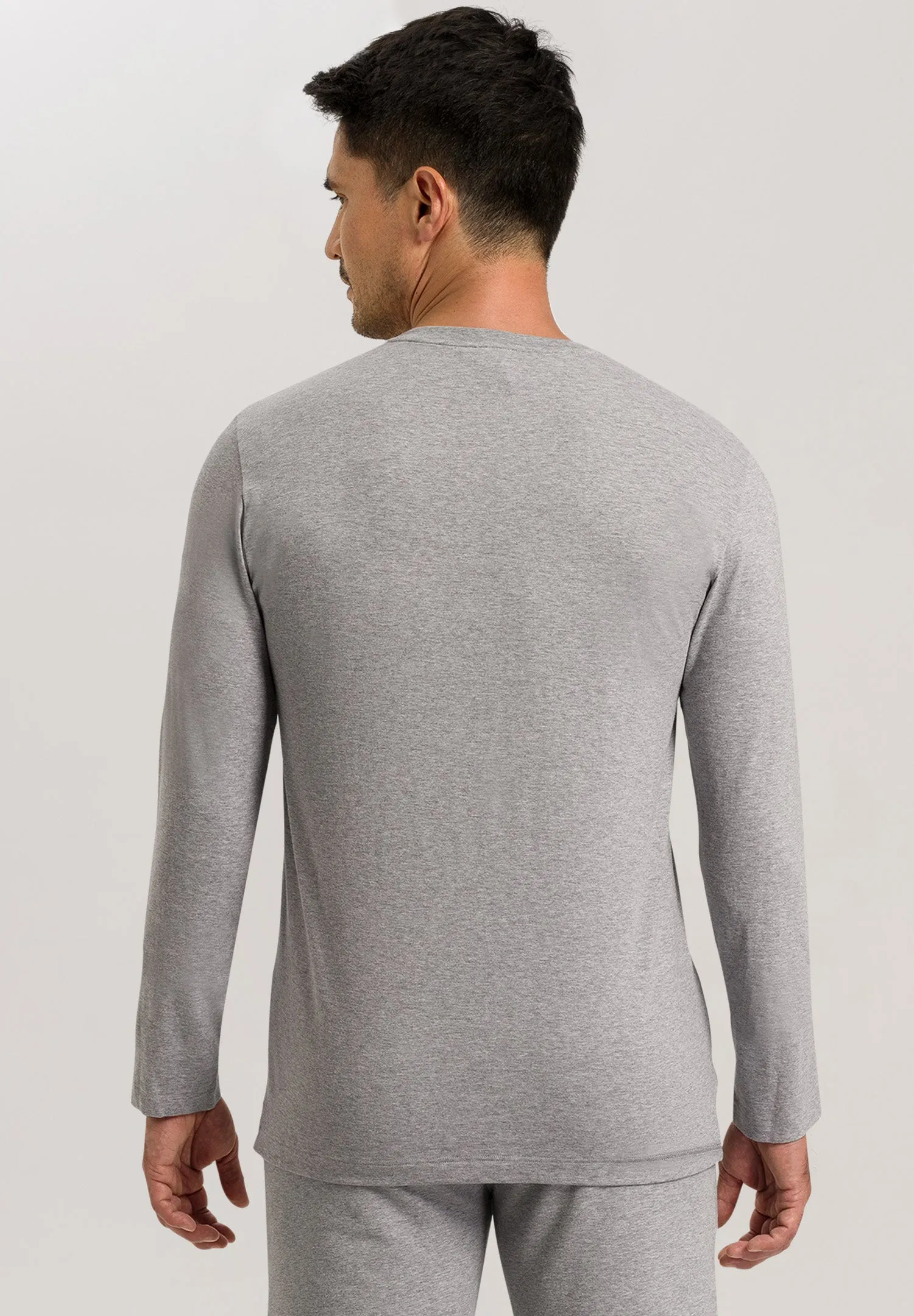 Living Shirts Cotton Crew Neck Top | Grey Melange 75053-1036