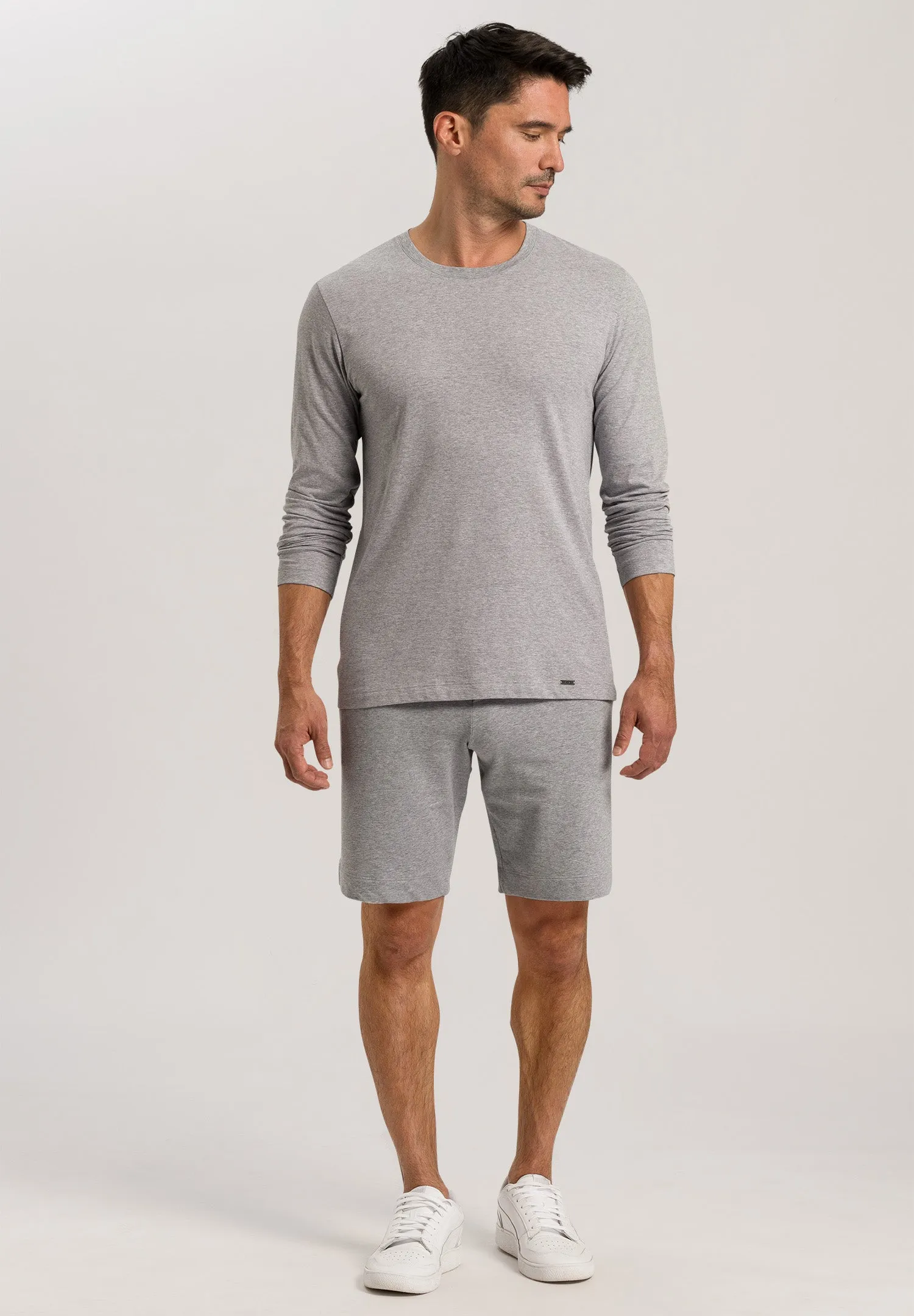 Living Shirts Cotton Crew Neck Top | Grey Melange 75053-1036