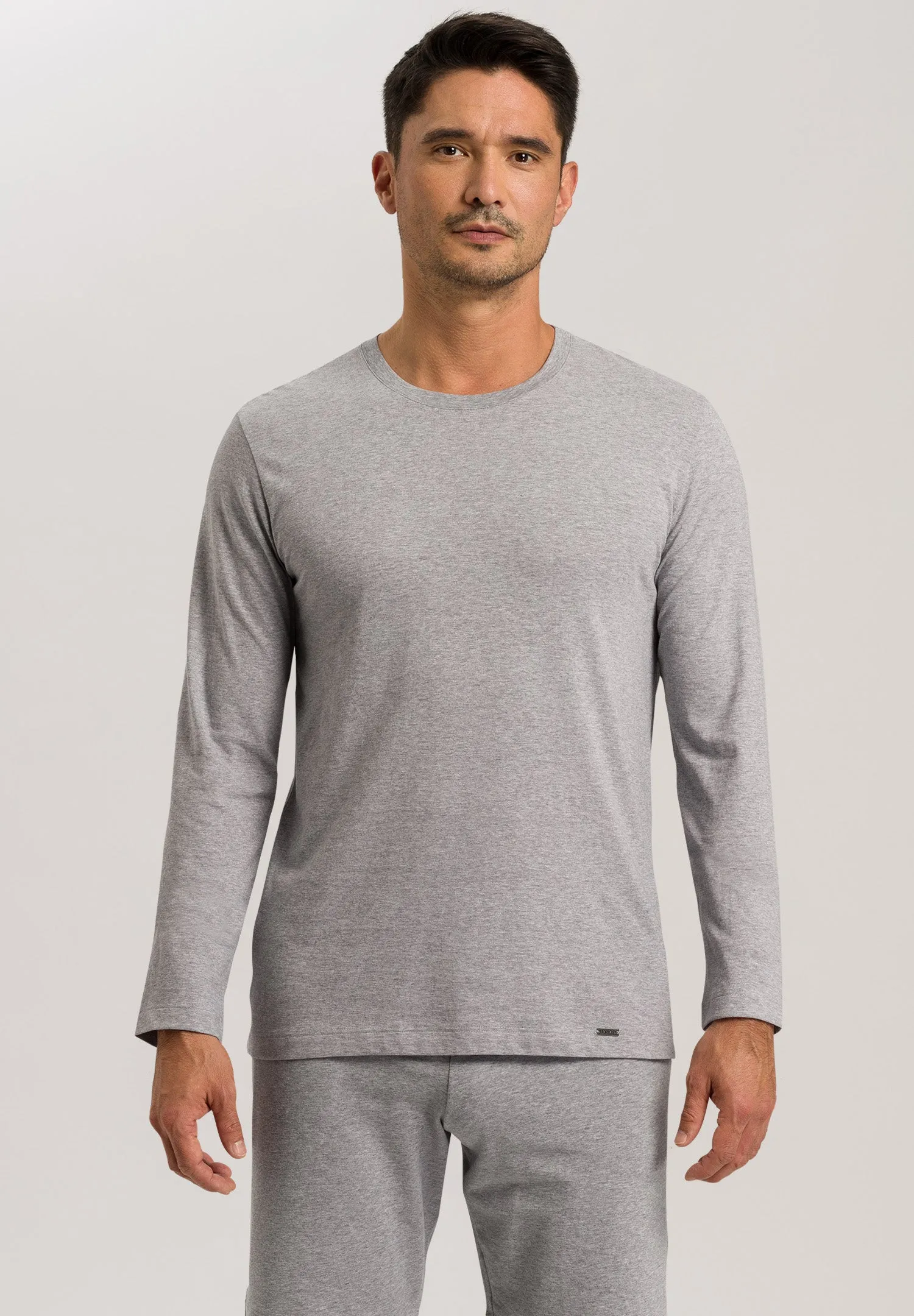 Living Shirts Cotton Crew Neck Top | Grey Melange 75053-1036