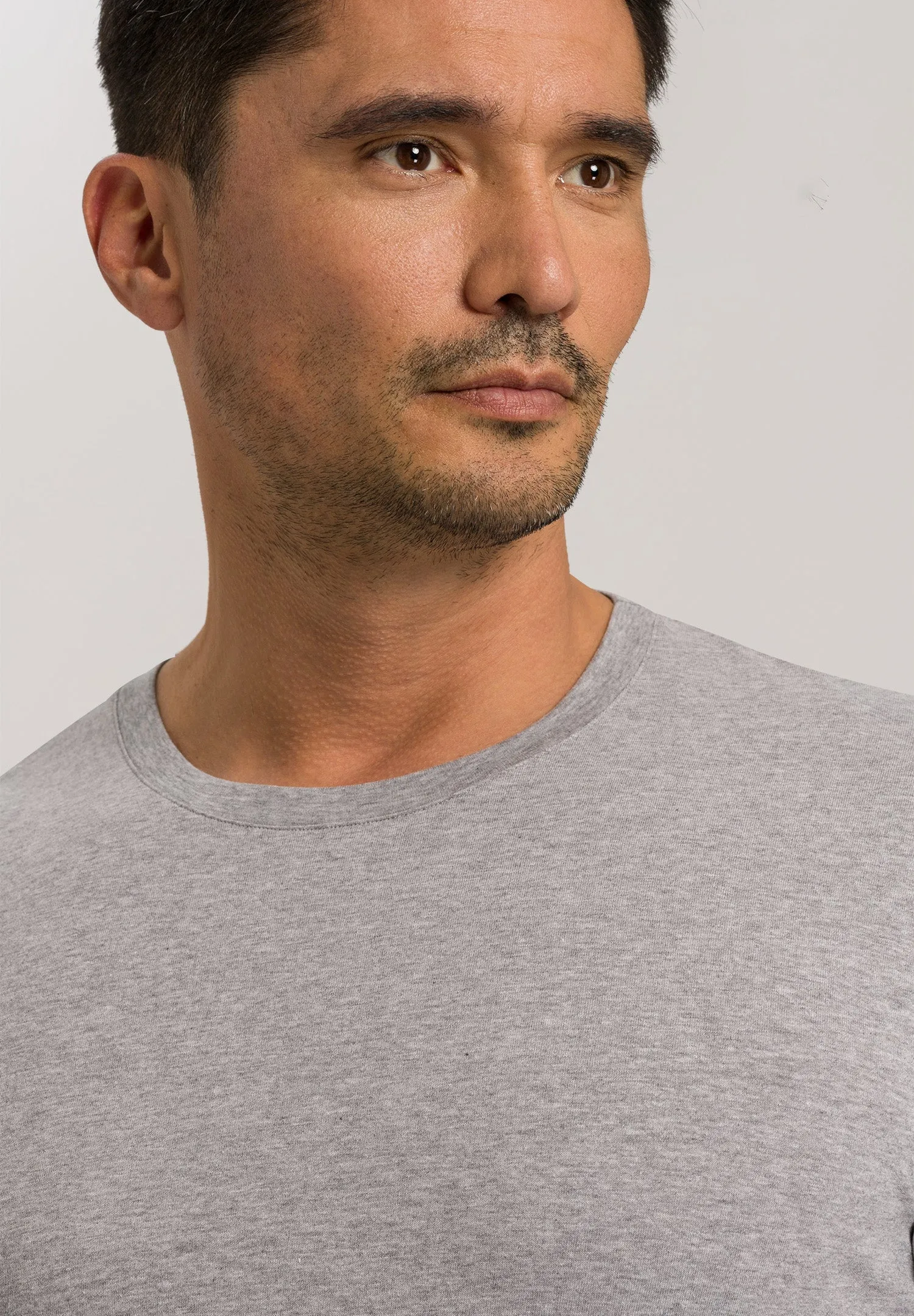 Living Shirts Cotton Crew Neck Top | Grey Melange 75053-1036