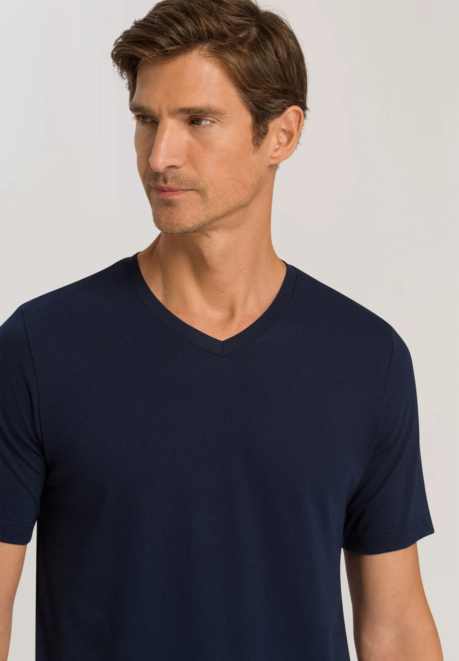 Living Shirts Jersey Cotton V-Neck T-Shirt | Deep Navy 75051-1610