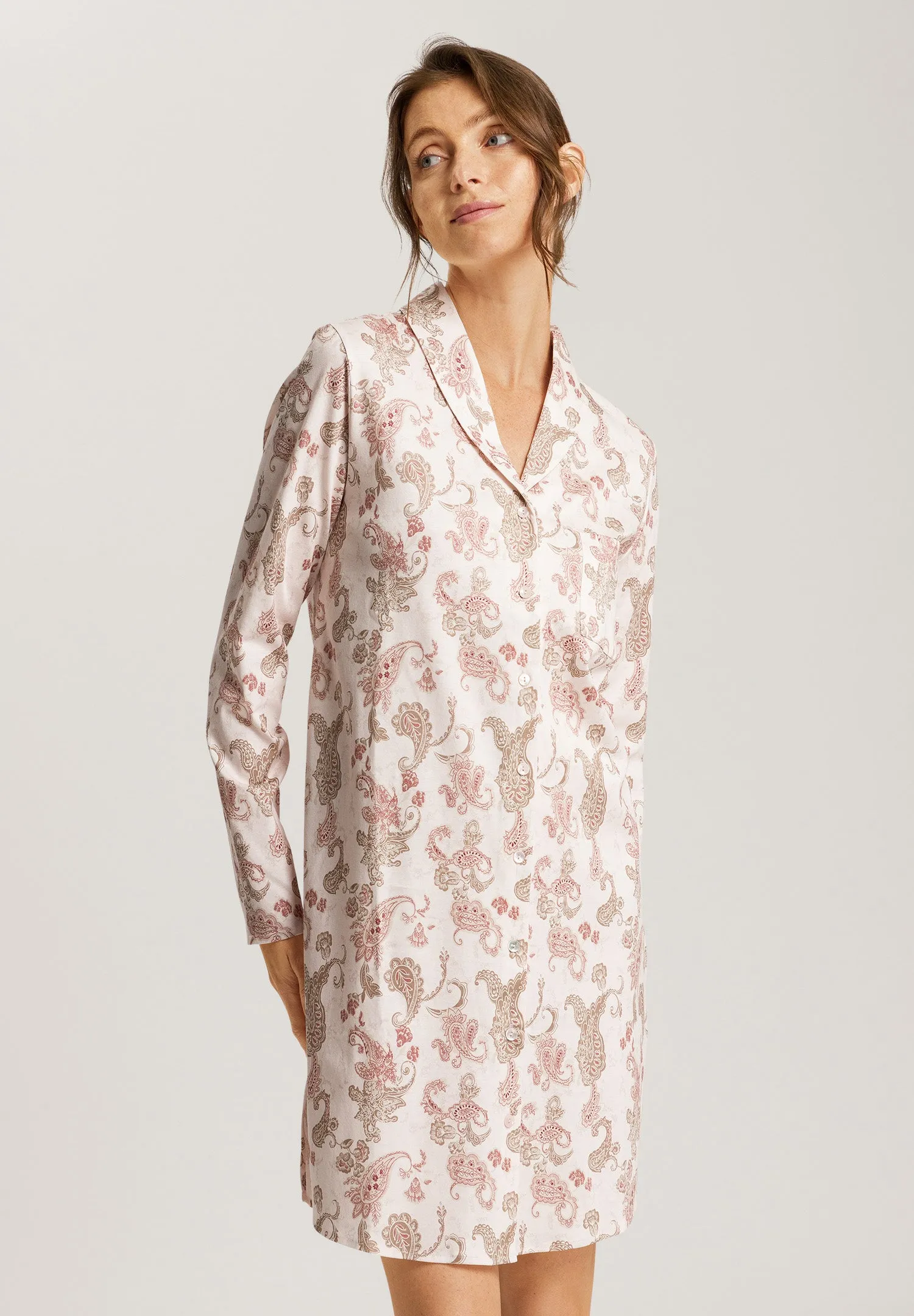 Loungy Nights Cotton Flannel Sleep Shirt | Rose Paisley 74970-2869