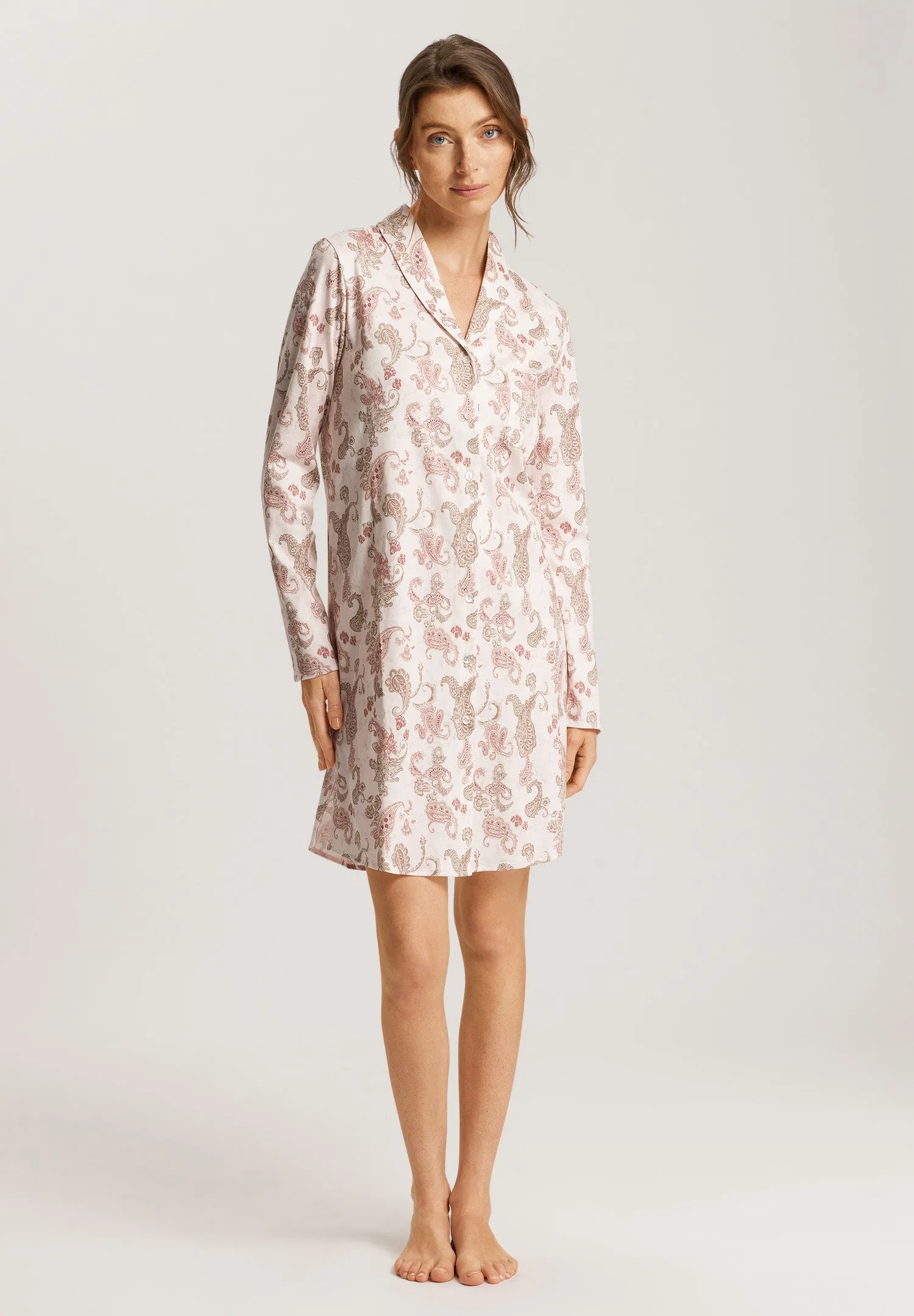 Loungy Nights Cotton Flannel Sleep Shirt | Rose Paisley 74970-2869