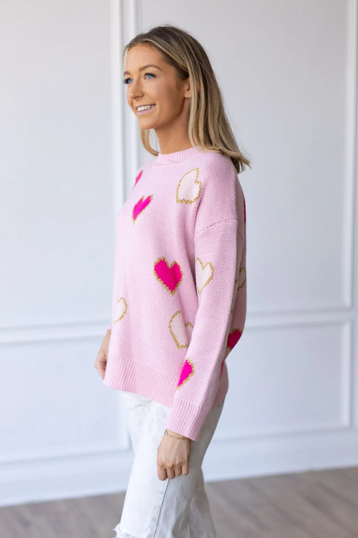 Love Is In The Air Pink Heart Sweater