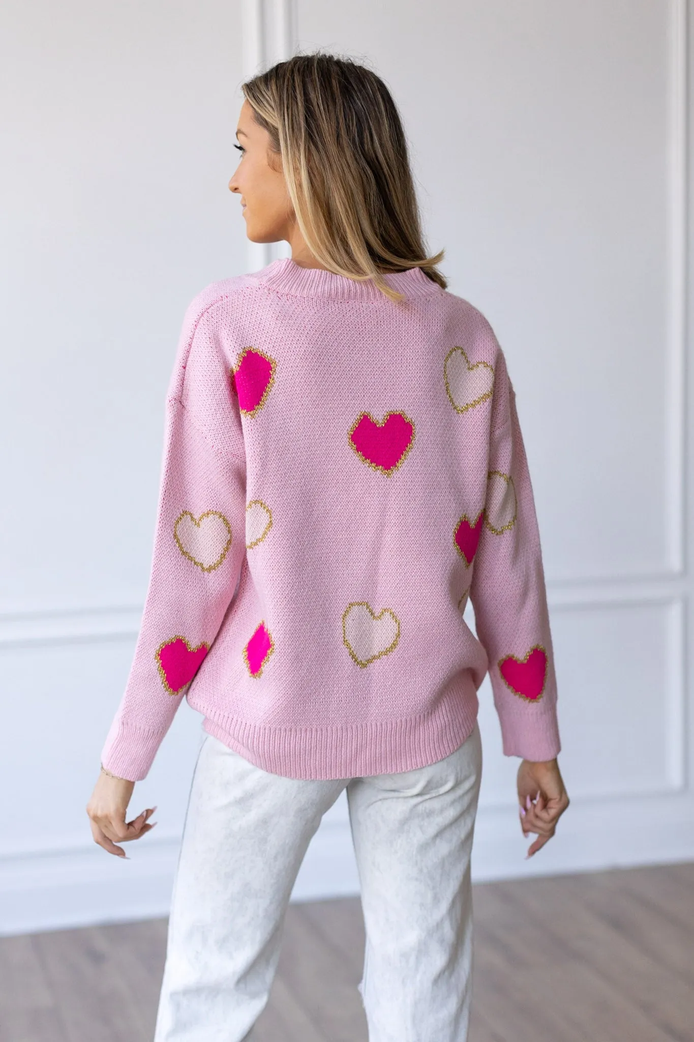 Love Is In The Air Pink Heart Sweater