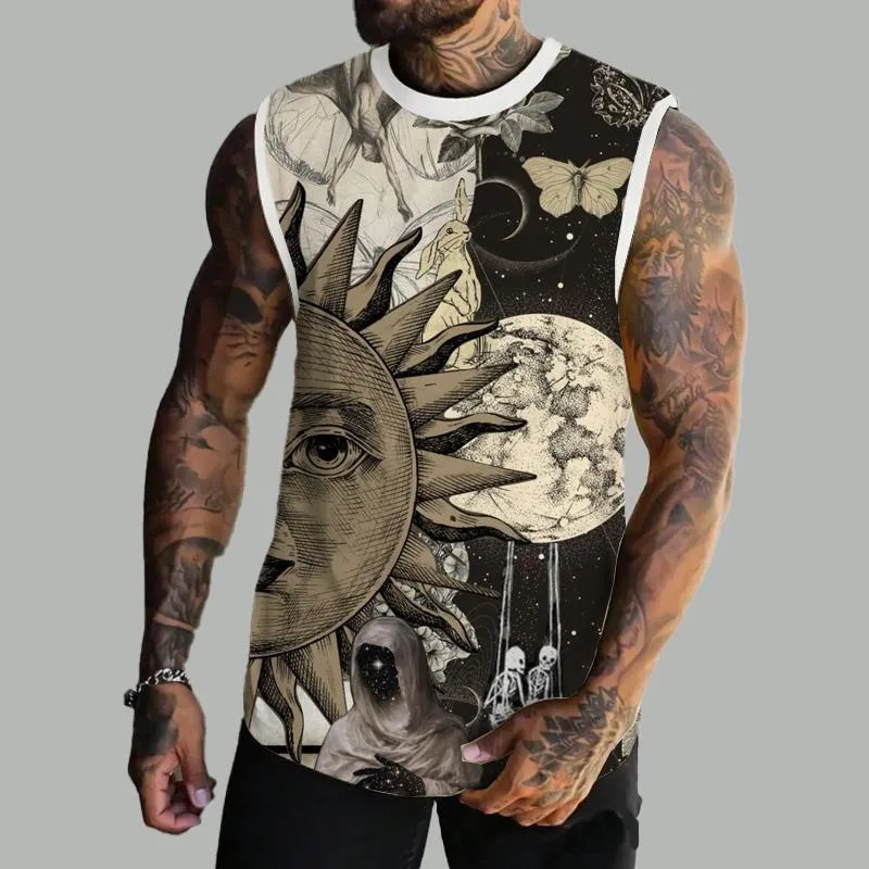 MEN'S BASIC PRINTED ROUND NECK VEST 33609798YM