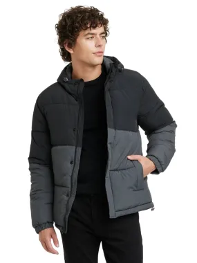 Men's Colorblock Puffer Jacket,Black