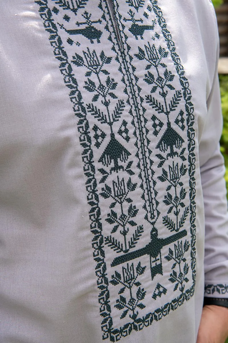 Men's embroidered shirt with a contemporary ornament