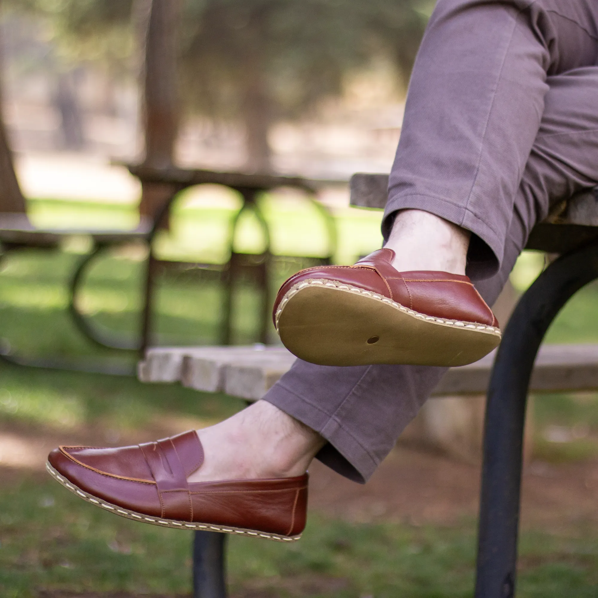 Men's Leather Earthing Barefoot Shoes Tornado Brown