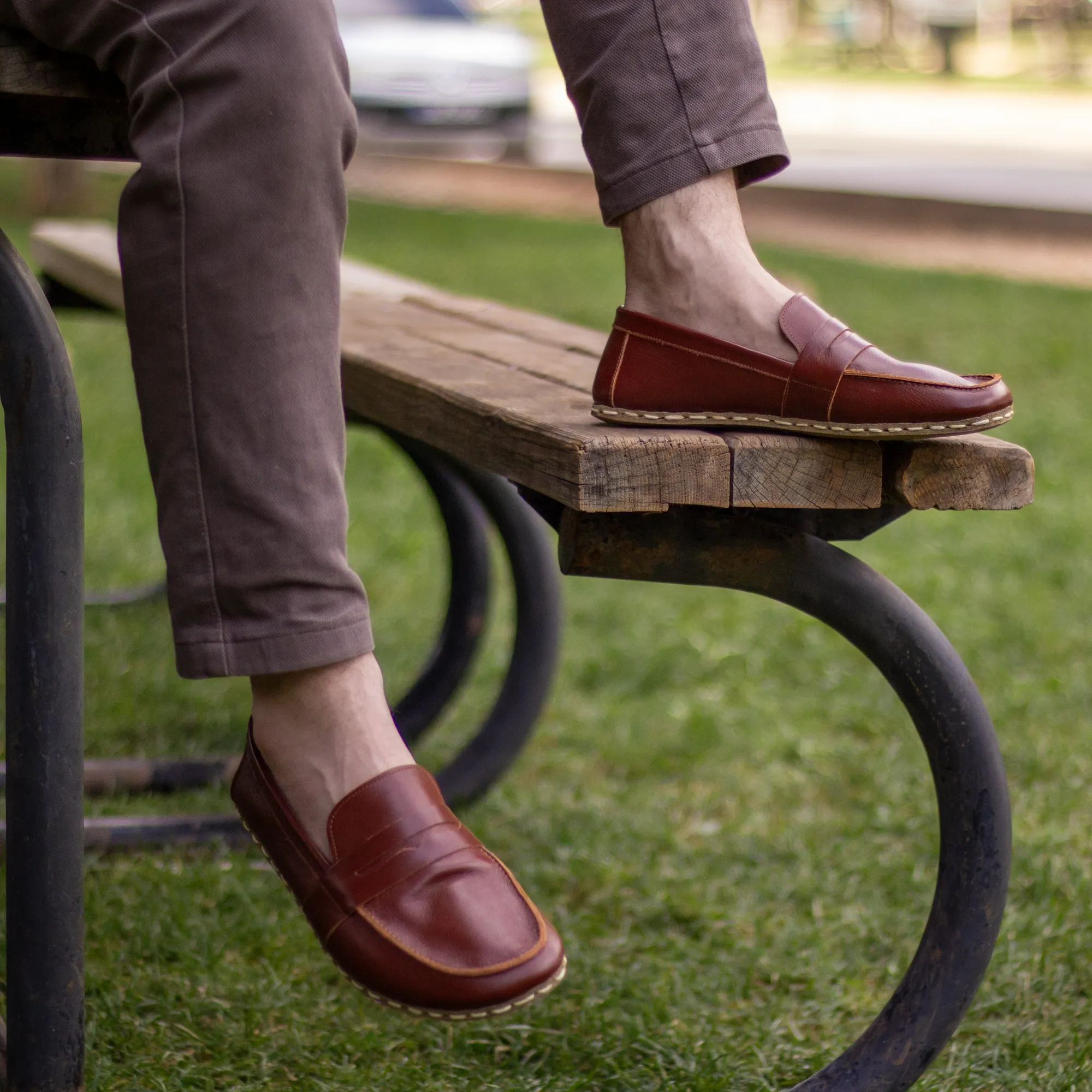 Men's Leather Earthing Barefoot Shoes Tornado Brown