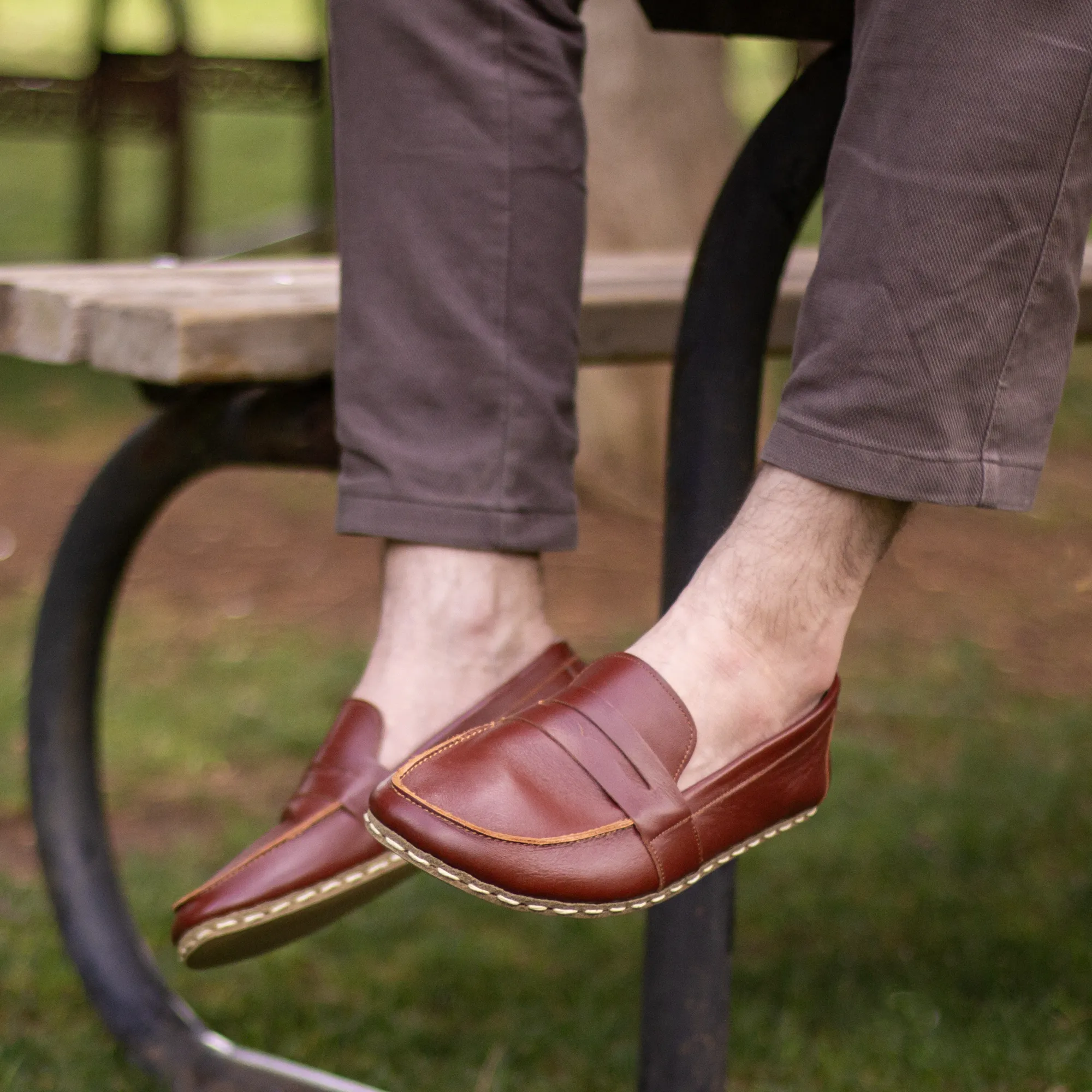 Men's Leather Earthing Barefoot Shoes Tornado Brown