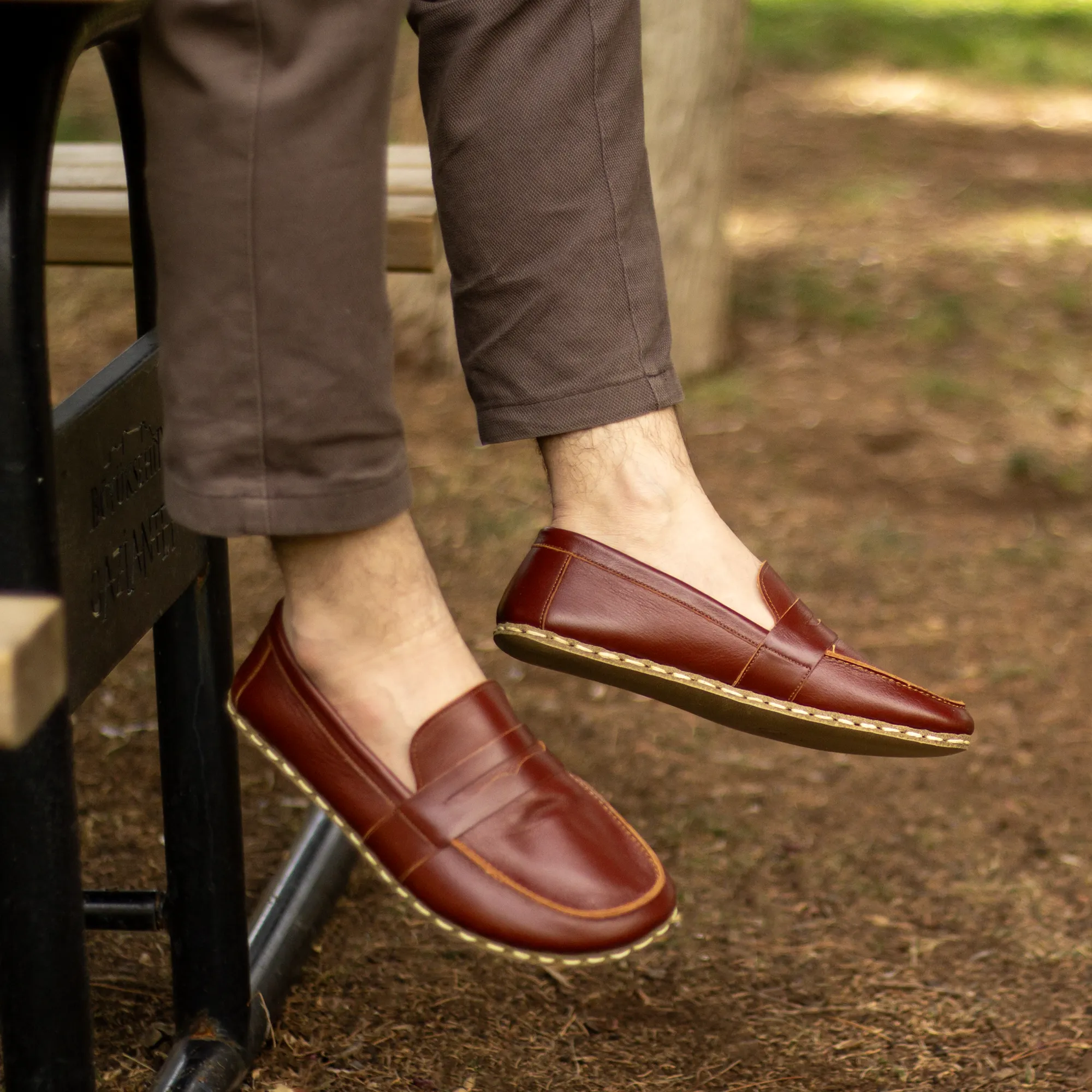 Men's Leather Earthing Barefoot Shoes Tornado Brown