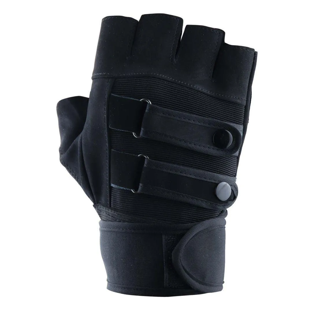 Mens Weight Lifting Gloves Gym Boxing Extra Grip Fingerless Double Strap