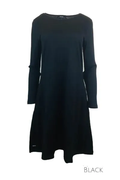 MERINO SWING DRESS LONG SLEEVES BLACK EBAS54D