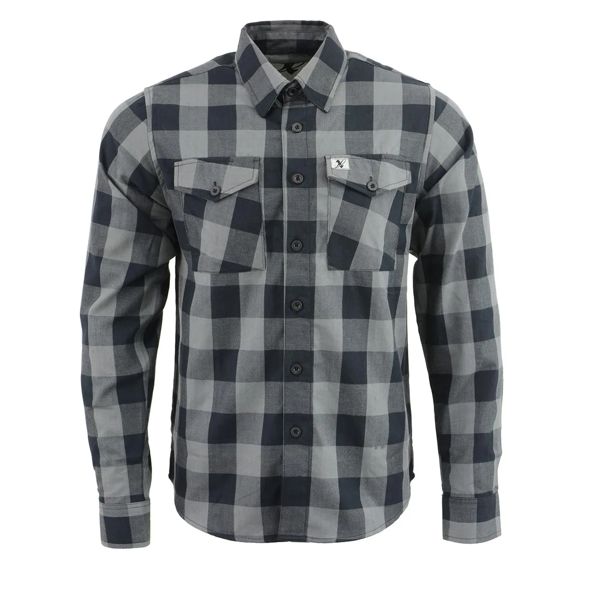 Milwaukee Leather Men's Flannel Plaid Shirt Black and Grey Long Sleeve Cotton Button Down Shirt MNG11630