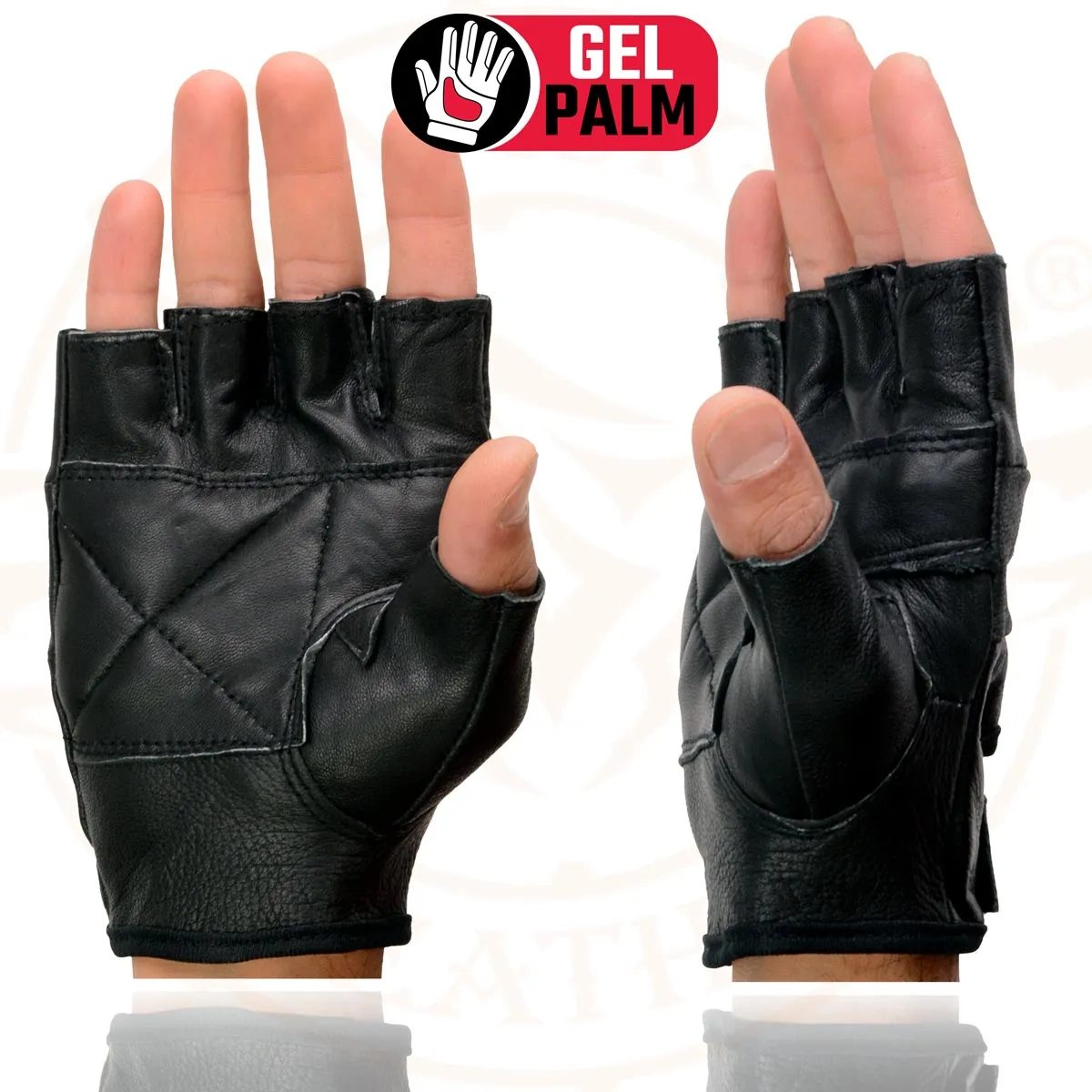 Milwaukee Leather SH355 Men's Motorcycle Black Leather Fingerless