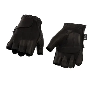 Milwaukee Leather SH442 Men's Black Leather Gel Padded Palm Fingerless Motorcycle Hand Gloves W/ Soft ‘Genuine Leather’