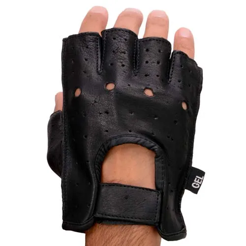 Milwaukee Leather SH851 Men's Black Leather Gel Padded Palm Fingerless