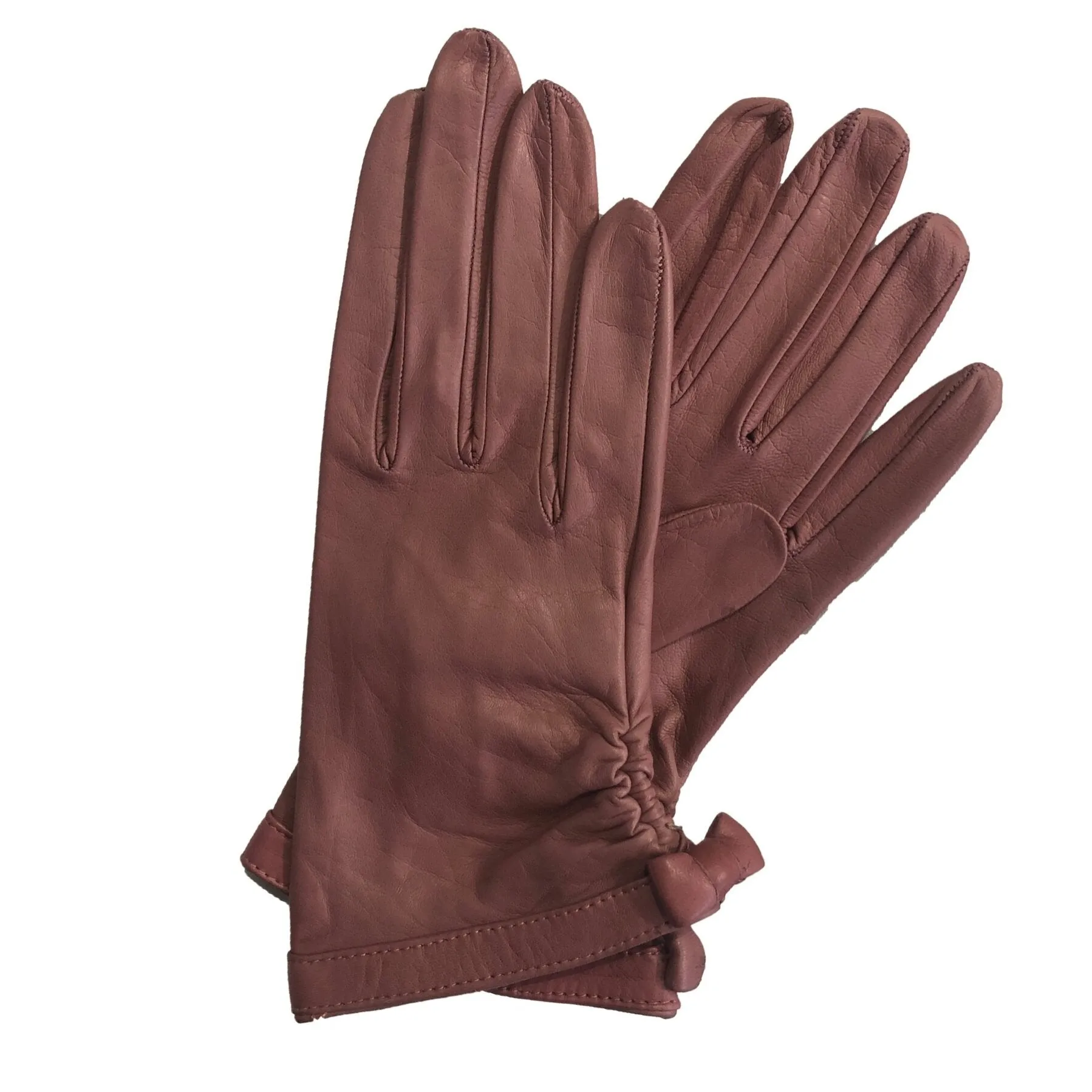 Minnie Ruche - Women's Silk Lined Leather Gloves