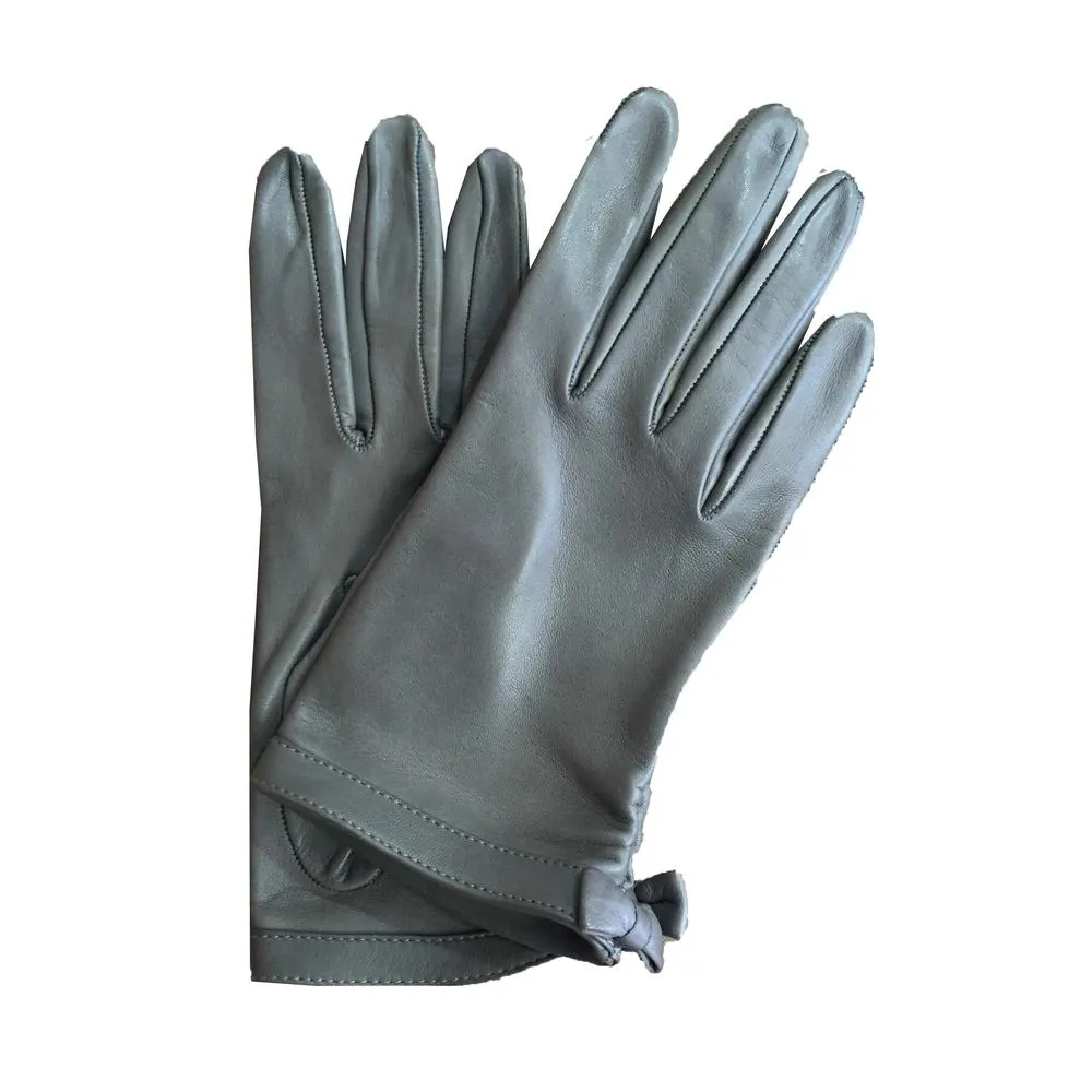 Minnie Ruche - Women's Silk Lined Leather Gloves