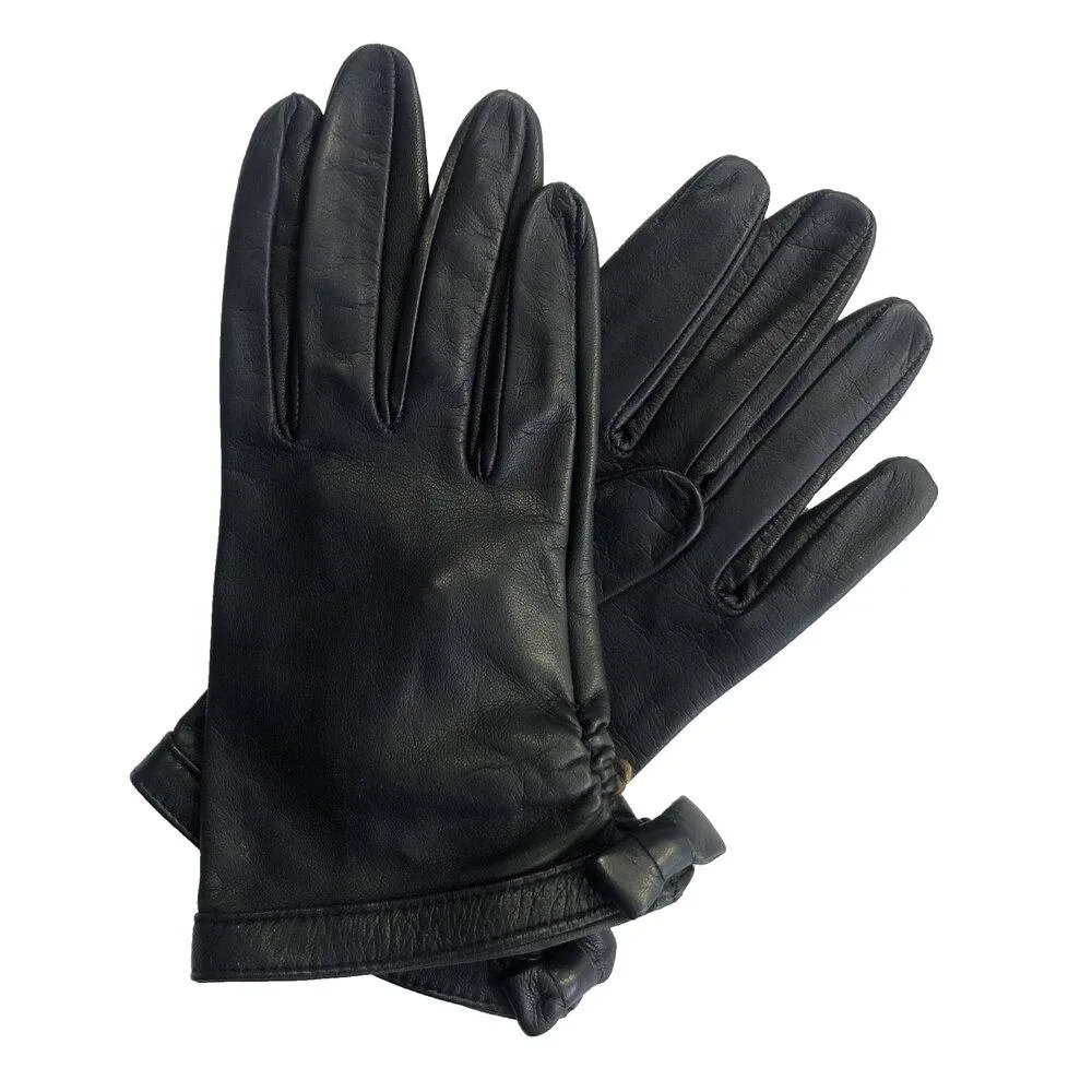 Minnie Ruche - Women's Silk Lined Leather Gloves