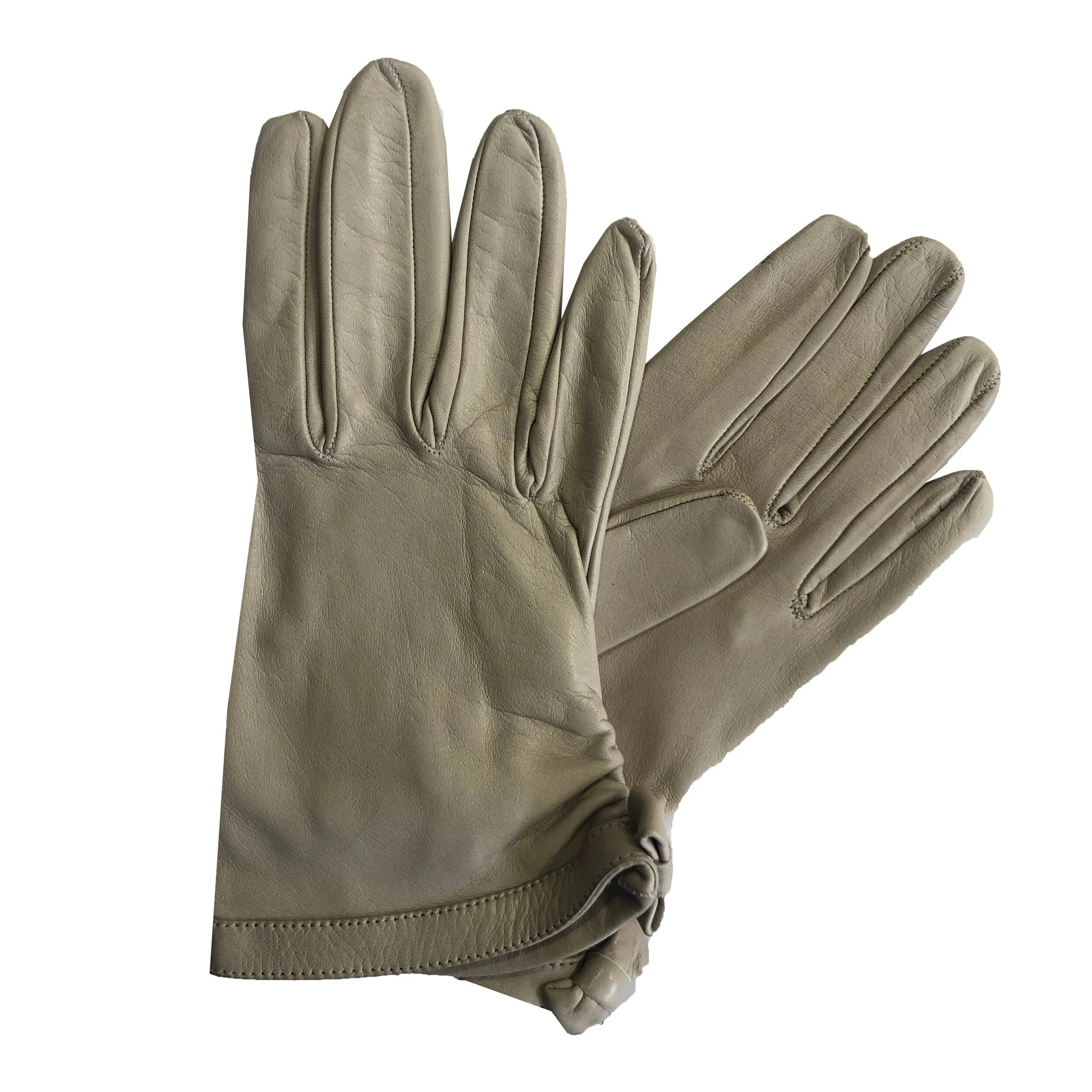 Minnie Ruche - Women's Silk Lined Leather Gloves