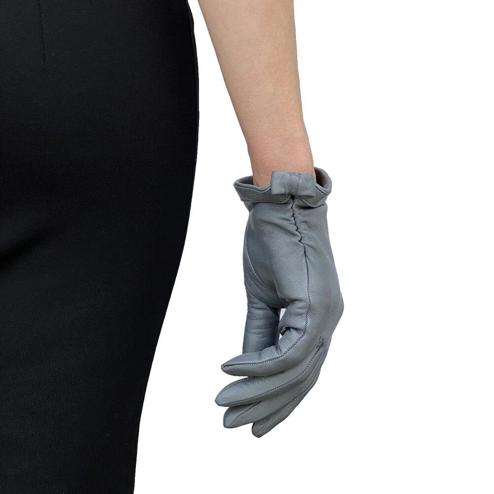 Minnie Ruche - Women's Silk Lined Leather Gloves