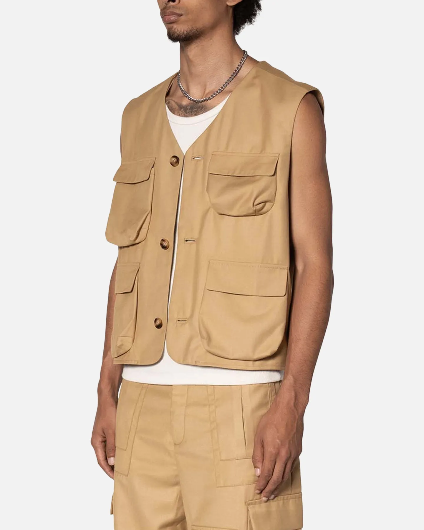 MNML Bounded Gabardine Vest Tan