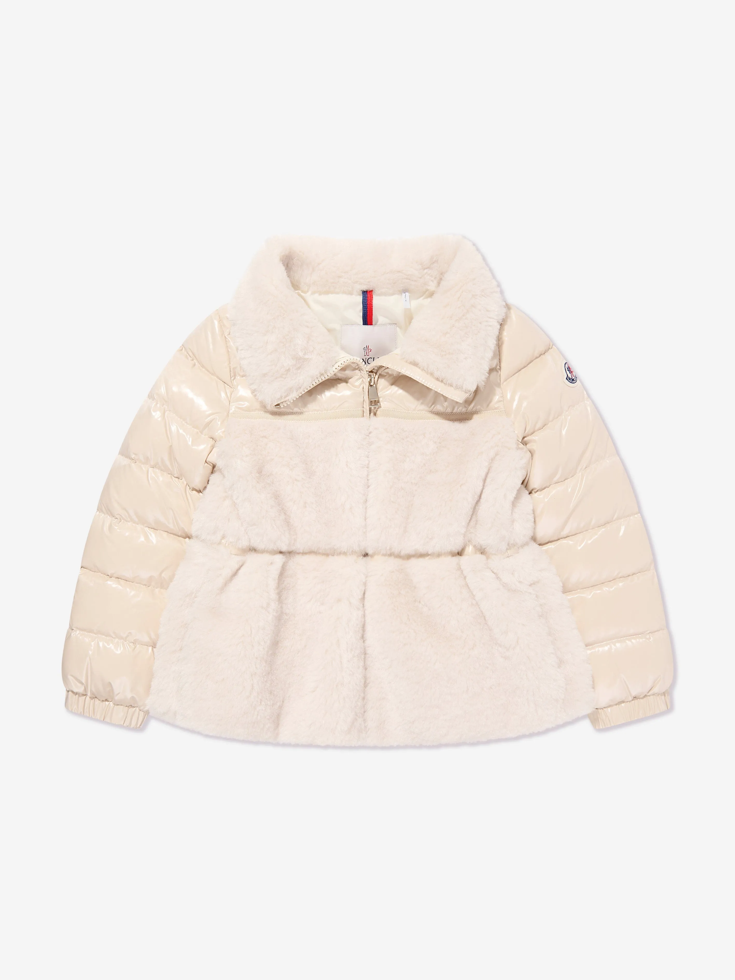 Moncler Enfant Girls Down Teddy Fleece Amabay Jacket in Beige