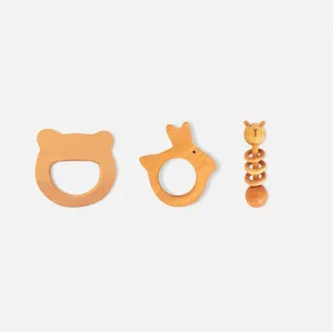 Neem Wood Teether Rattles Combo (Bunny ,Bird & Ring Rattle)