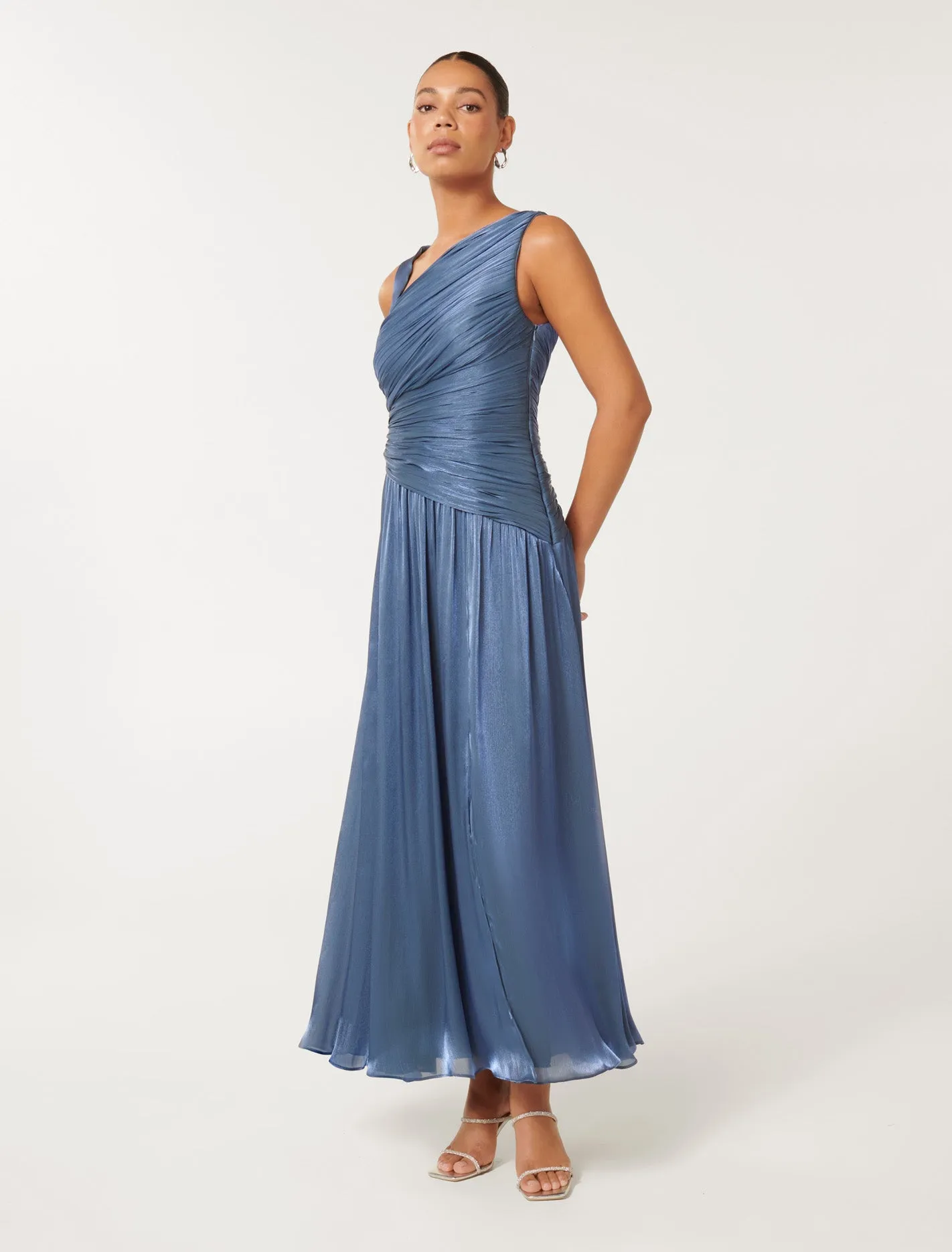 Nya Metallic Asym Maxi Dress