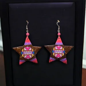 OLDTRIBES™ Painted Wood Pink Star Earrings