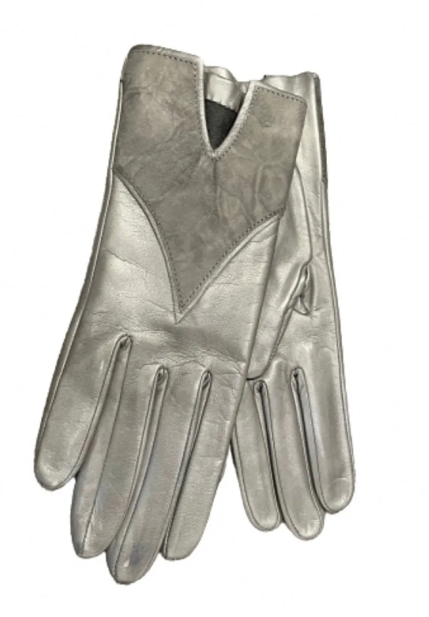 Olivia - Women's Silk Lined Leather and Suede Gloves