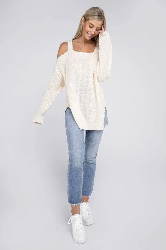 Open Shoulder Tunic Sweater